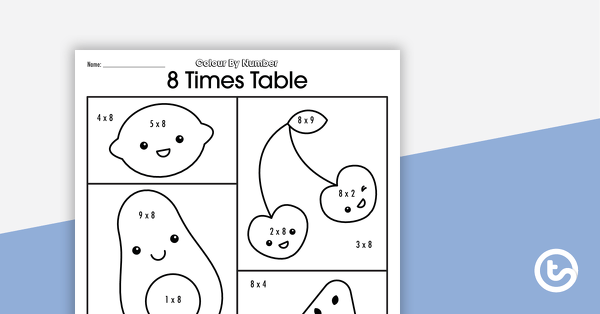 Colour By Number Worksheet - 8 Times Tables | Teach Starter