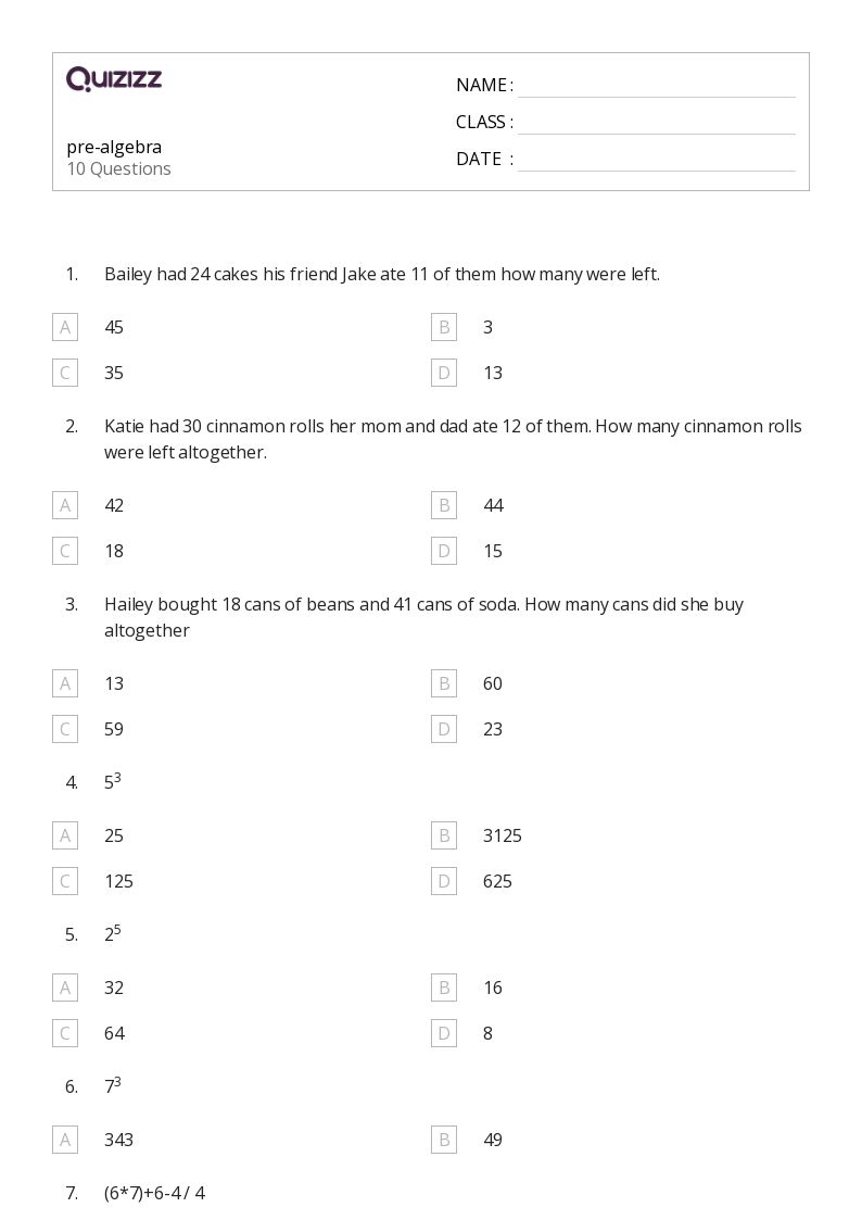 50+ Algebra worksheets for 8th Grade on Quizizz | Free &  Printable