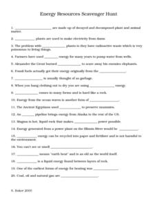 8th grade energy worksheet