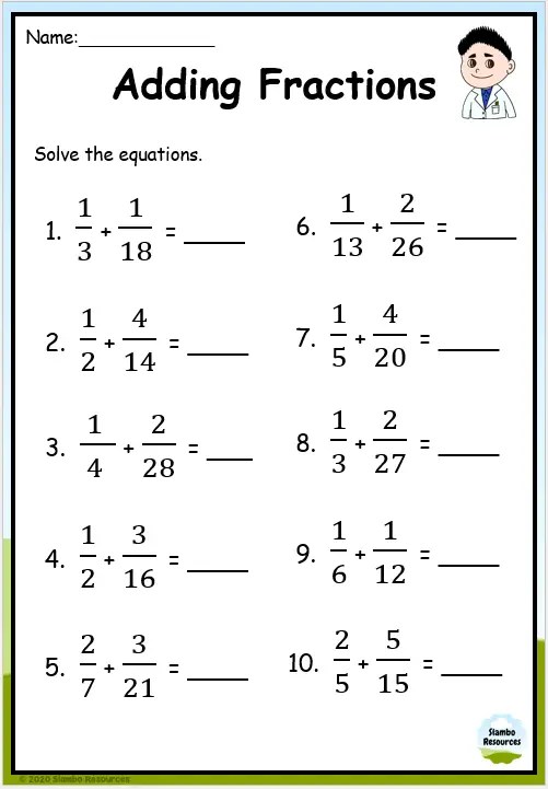 8th grade fraction worksheet