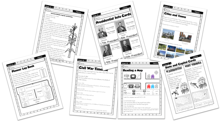 American History Work Book Ages 6 to 8 Free Printable Worksheets ...