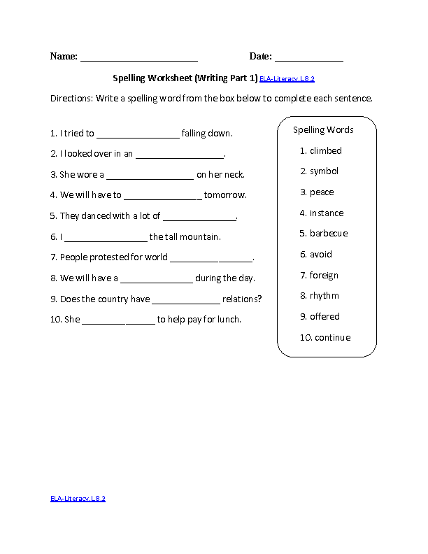 8th Grade Common Core | Language Worksheets