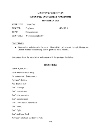 Grade 8 - Worksheets - English Language