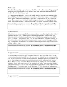 8th grade main idea worksheet