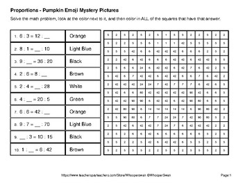 Halloween: Proportions - Color By Number Math Mystery Pictures