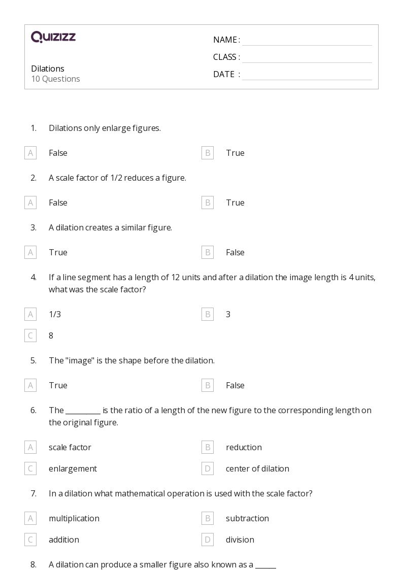 50+ Dilations worksheets for 8th Class on Quizizz | Free &  Printable