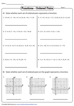 Identifying Functions Worksheets