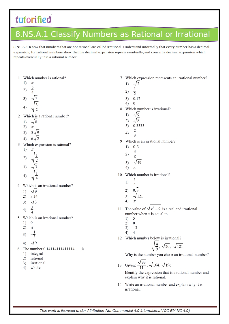 8th grade math practice worksheet
