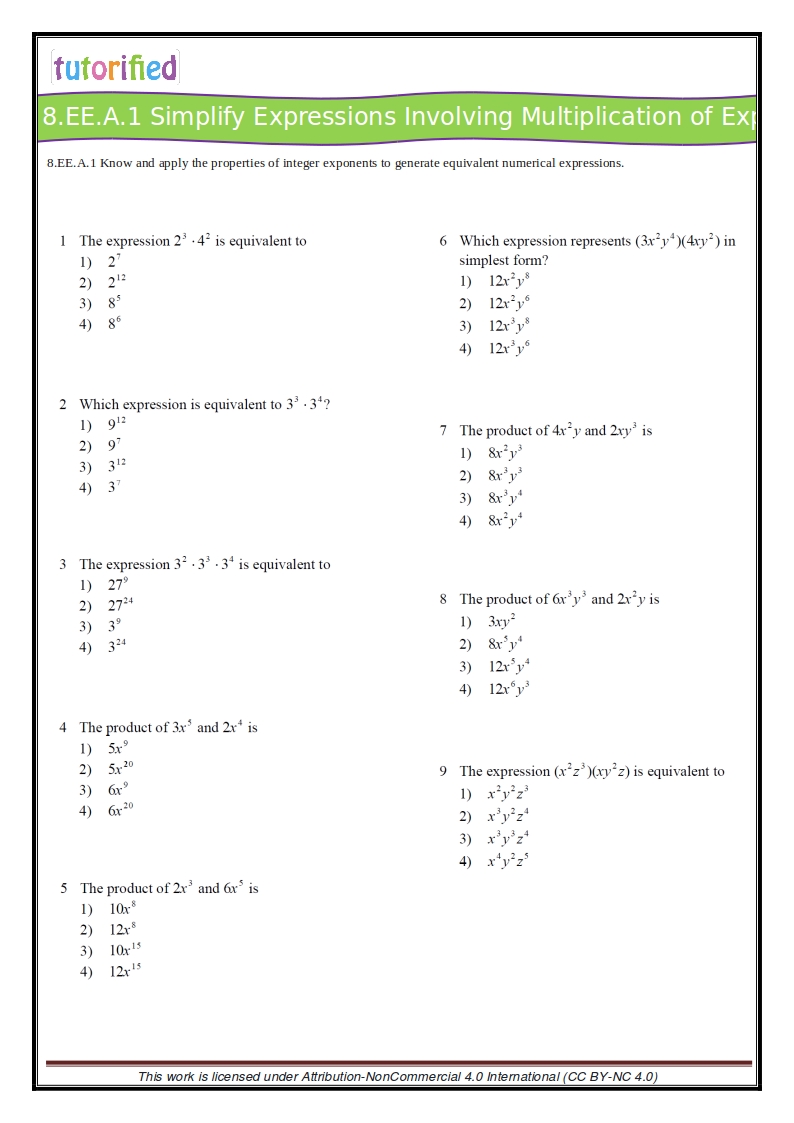 8th Grade Common Core Math Worksheets