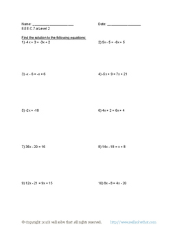 Math: 8th Grade Solving Linear Equations in One Variable by ...