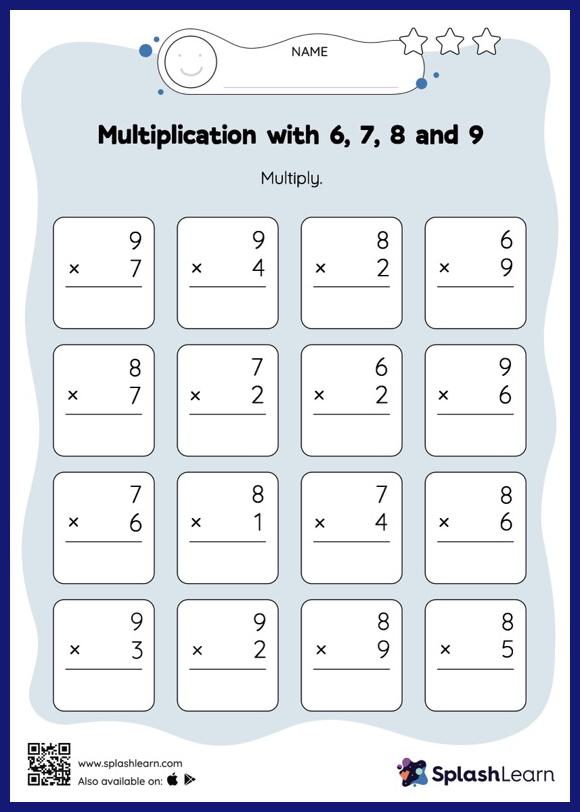 Multiplication with 6, 7, 8 and 9: Vertical Multiplication - Math ...