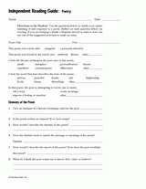 8th grade poetry worksheet