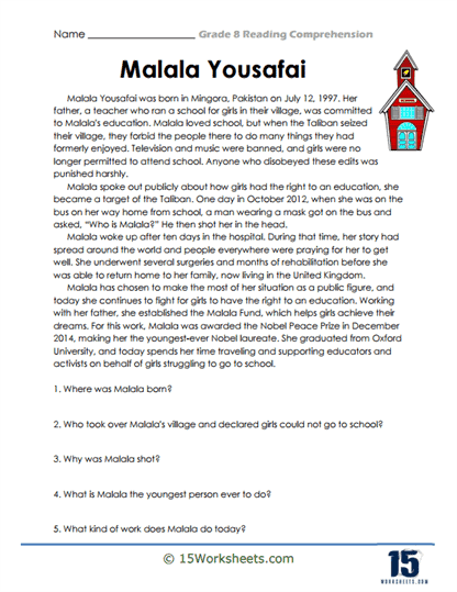 8th grade reading worksheet printable