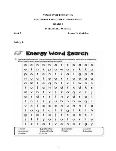 8th grade science worksheet answers