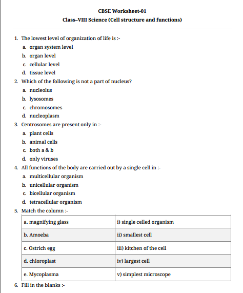 8th grade science worksheet answers