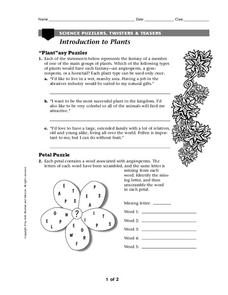 Introduction To Plants Worksheet for 6th - 8th Grade | Lesson Planet