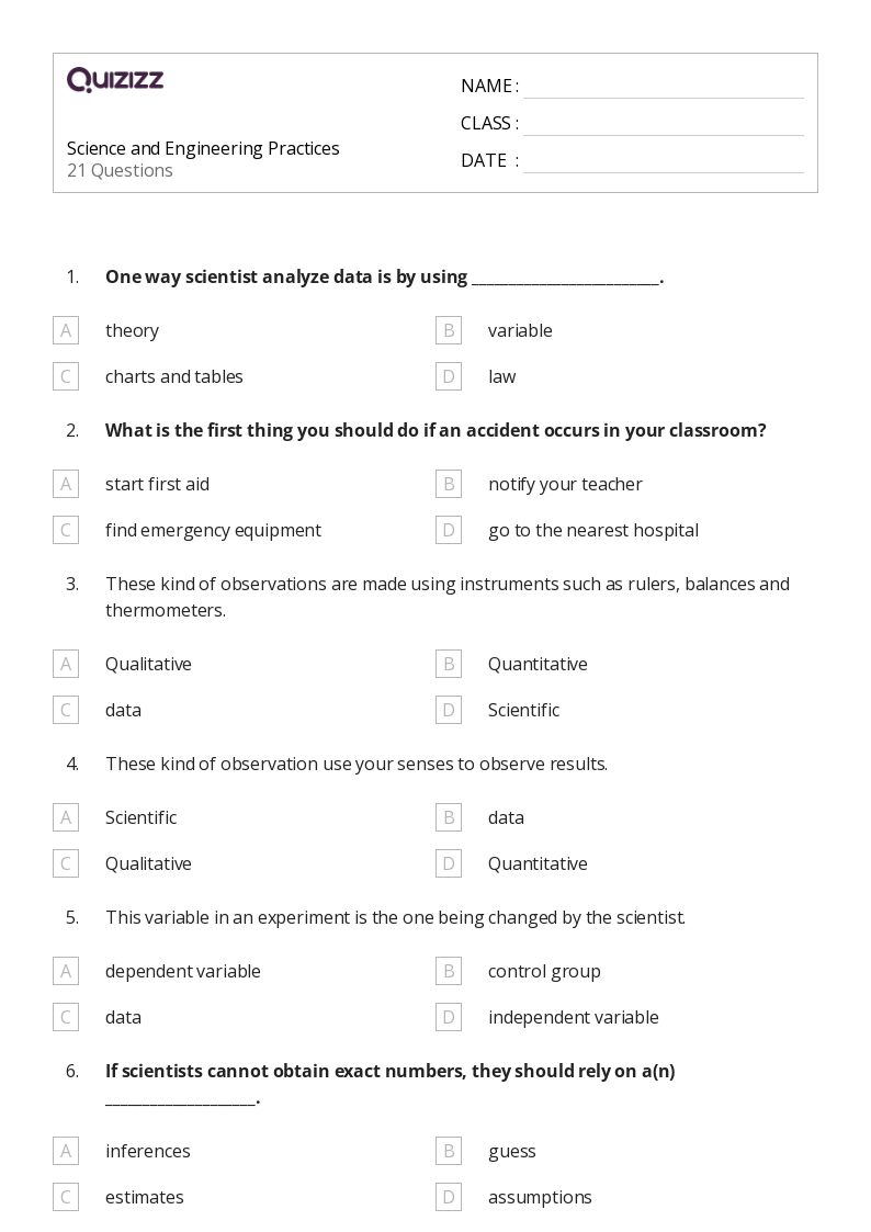 50+ Science worksheets for 8th Grade on Quizizz | Free &  Printable
