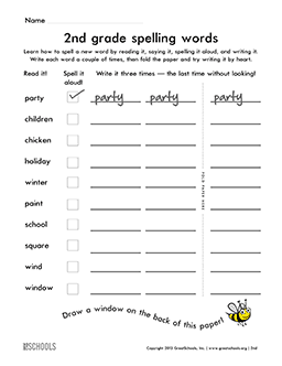 2nd grade spelling words (list #8 of 38) | 2nd grade Word lists ...