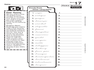 8th Grade Spelling: Words from Other Languages Worksheet for 8th ...
