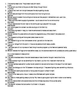 8th grade vocabulary worksheet