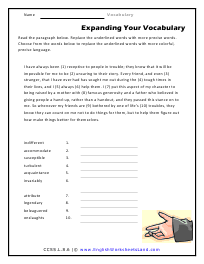 8th grade vocabulary worksheet