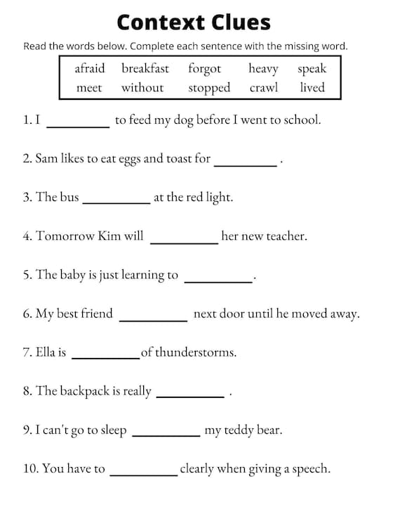 8th grade vocabulary worksheet