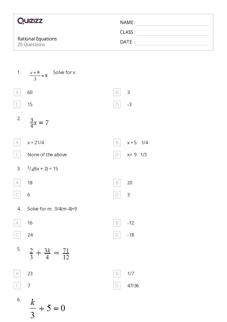 50+ rational expressions equations and functions worksheets on ...