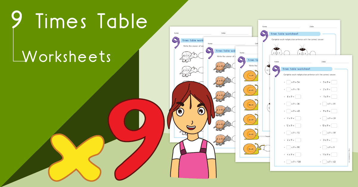 9 times table worksheet