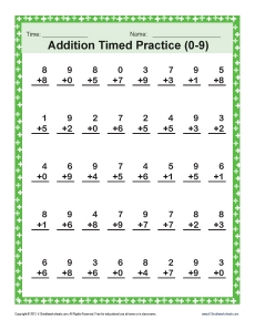 Addition Timed 0-9 | Math Worksheets