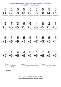 Addition of Numbers 1-9 Worksheet for 1st - 2nd Grade | Lesson Planet