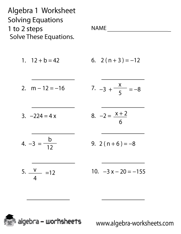 Algebra 1 Worksheets | Equations Worksheets - Worksheets Library