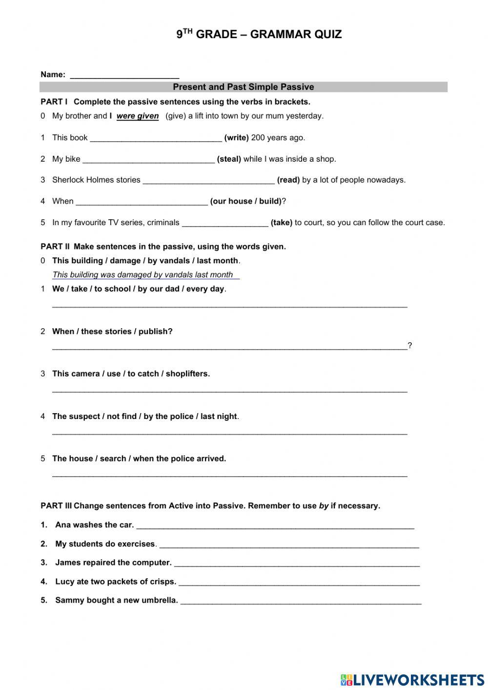 Grade 9 Grammar interactive worksheet Live Worksheets Worksheets