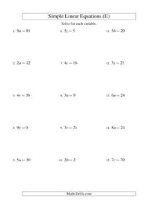 Linear Equations Worksheet for 8th - 9th Grade | Lesson Planet