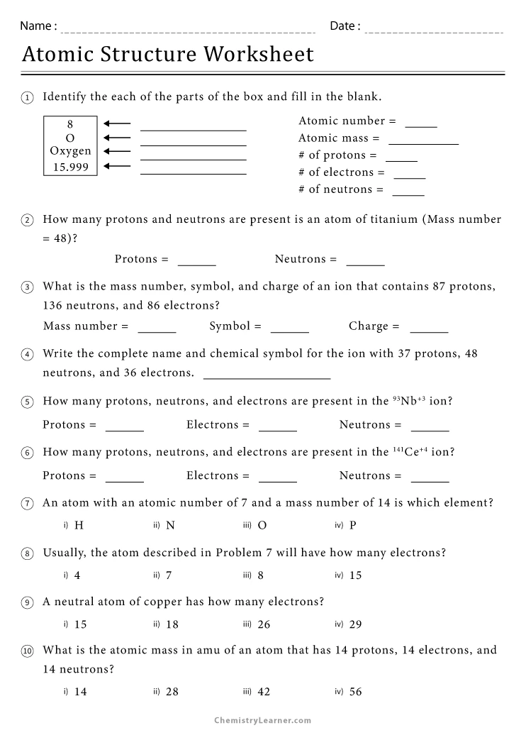Free Printable Atomic Structure Worksheets Worksheets Library Free Printable Atomic Structure Worksheets Worksheets Library