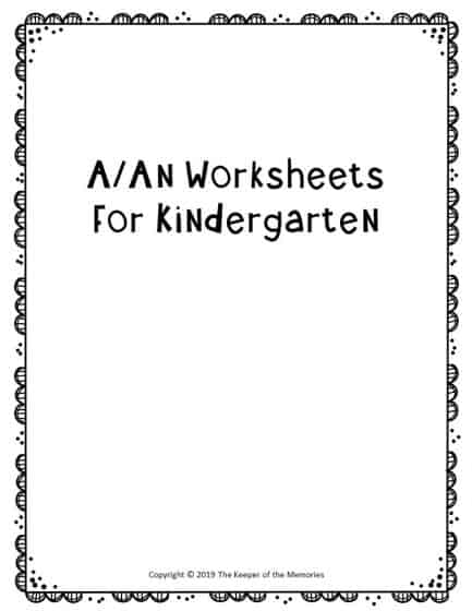 a and an worksheet for kindergarten