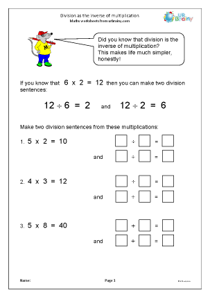 Division Maths Worksheets for Year 3 (age 7-8) - URBrainy.com
