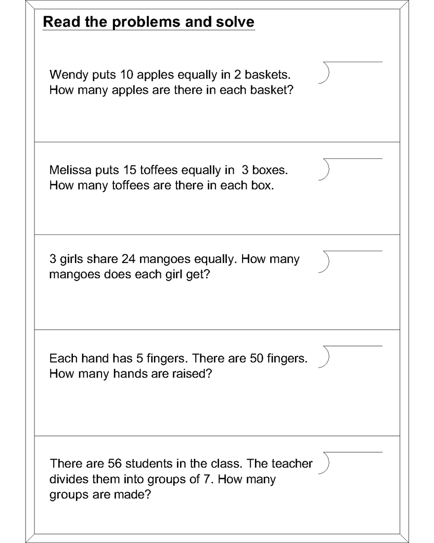 Math division worksheets