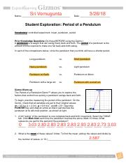 a period of pendulum worksheet