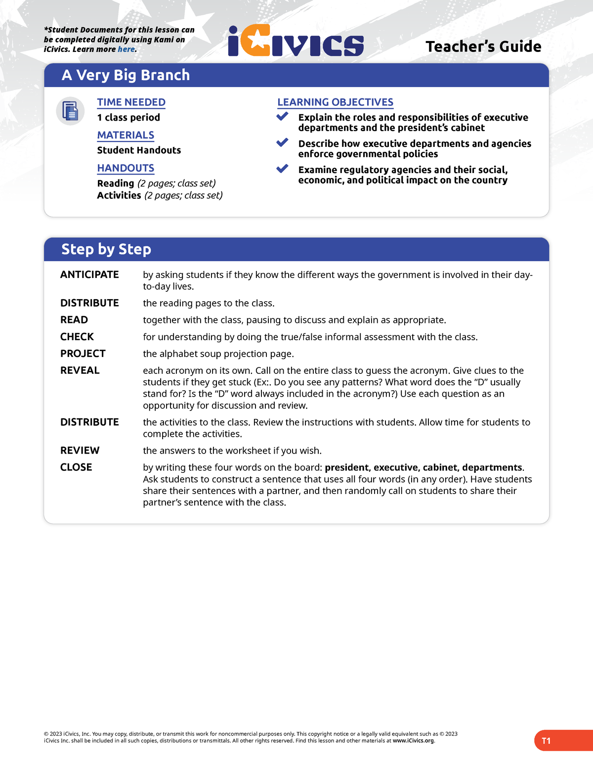 A Very Big Branch Teacher Guide - LEARNING OBJECTIVES ...