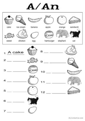 A or An Worksheets with Answers in English
