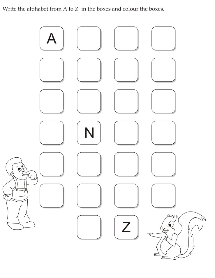 a z worksheet for kindergarten