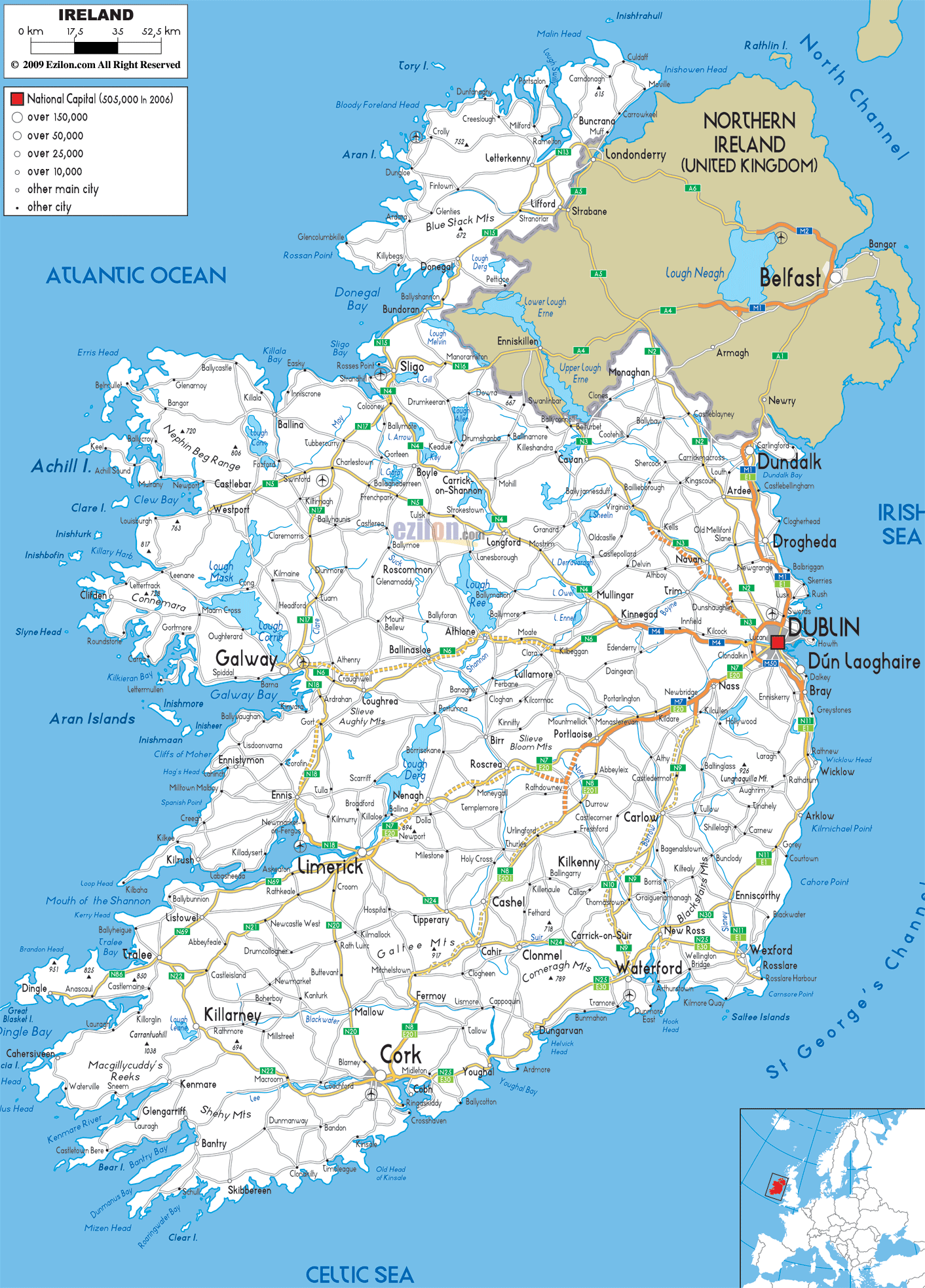 a3 printable map of ireland