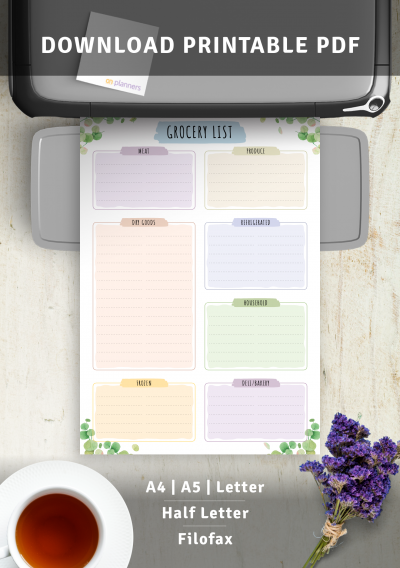 Download Printable Grocery List Template - Floral Style PDF