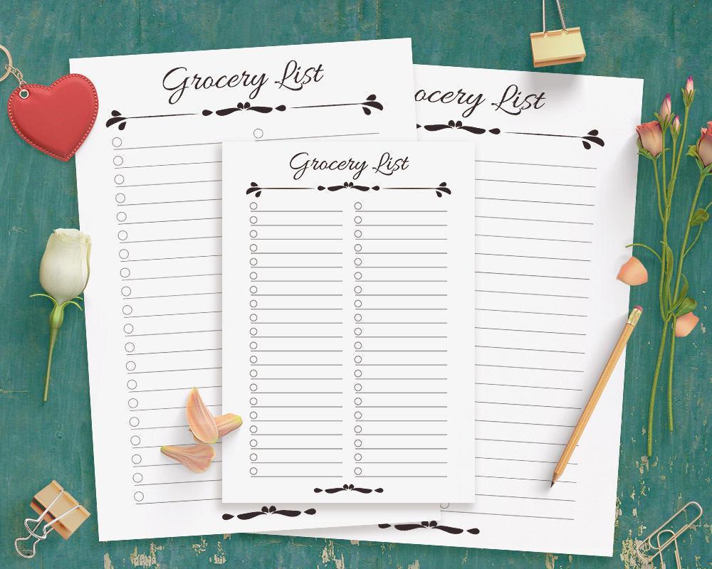 Grocery List Printable | The Digital Download Shop