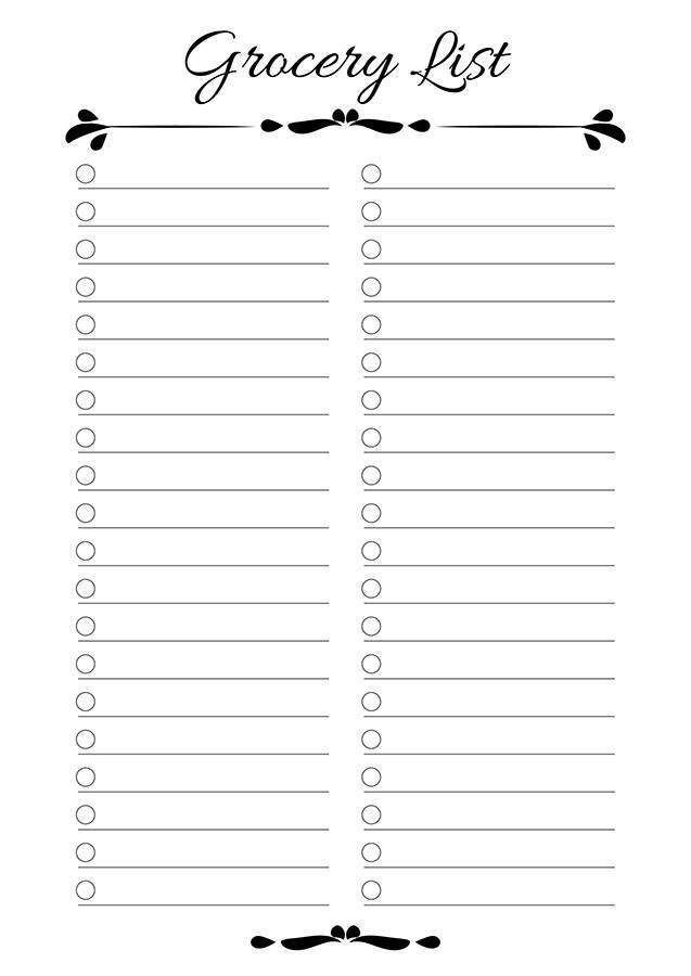 Grocery List Printable