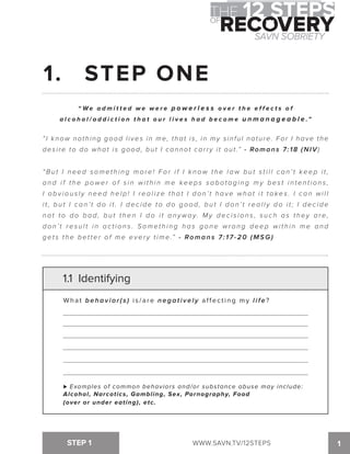 The 12 Steps of Recovery - savn sobriety workbook | PDF