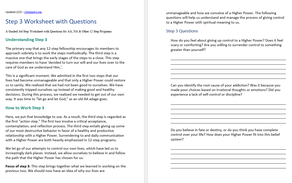 Step 3 Worksheet with Questions [Free PDF Download &  Print] - 12 ...