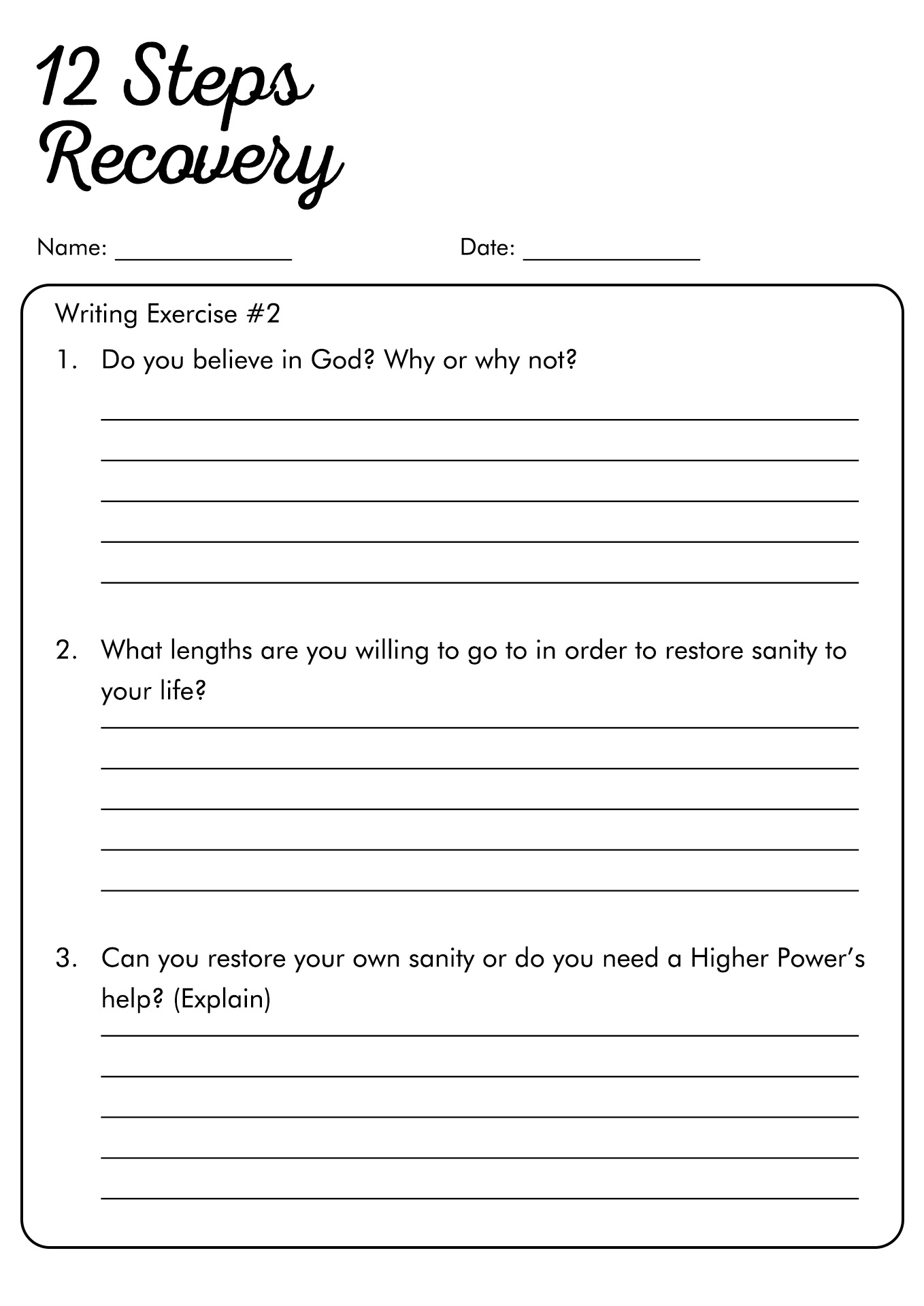 15 12 Step Recovery Worksheets - Free PDF at worksheeto.com
