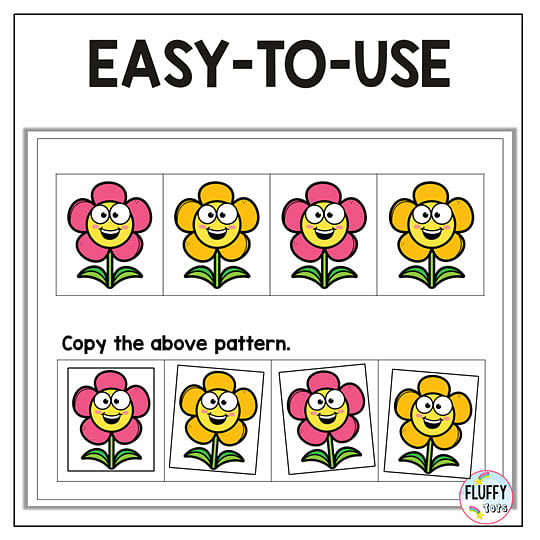 Easy to Use Spring AB Pattern Worksheets for Preschool - FluffyTots