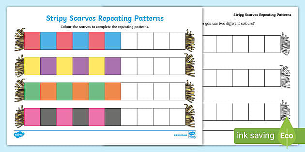 ? Stripy Scarves ABAB Repeating Patterns Worksheet